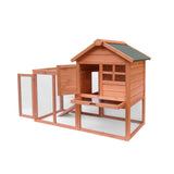 Easily-Assembled Wooden Rabbit & Chicken Coop Kennel with Slide-Out Tray — Outdoor Small Animal Hutch for Garden & Backyard