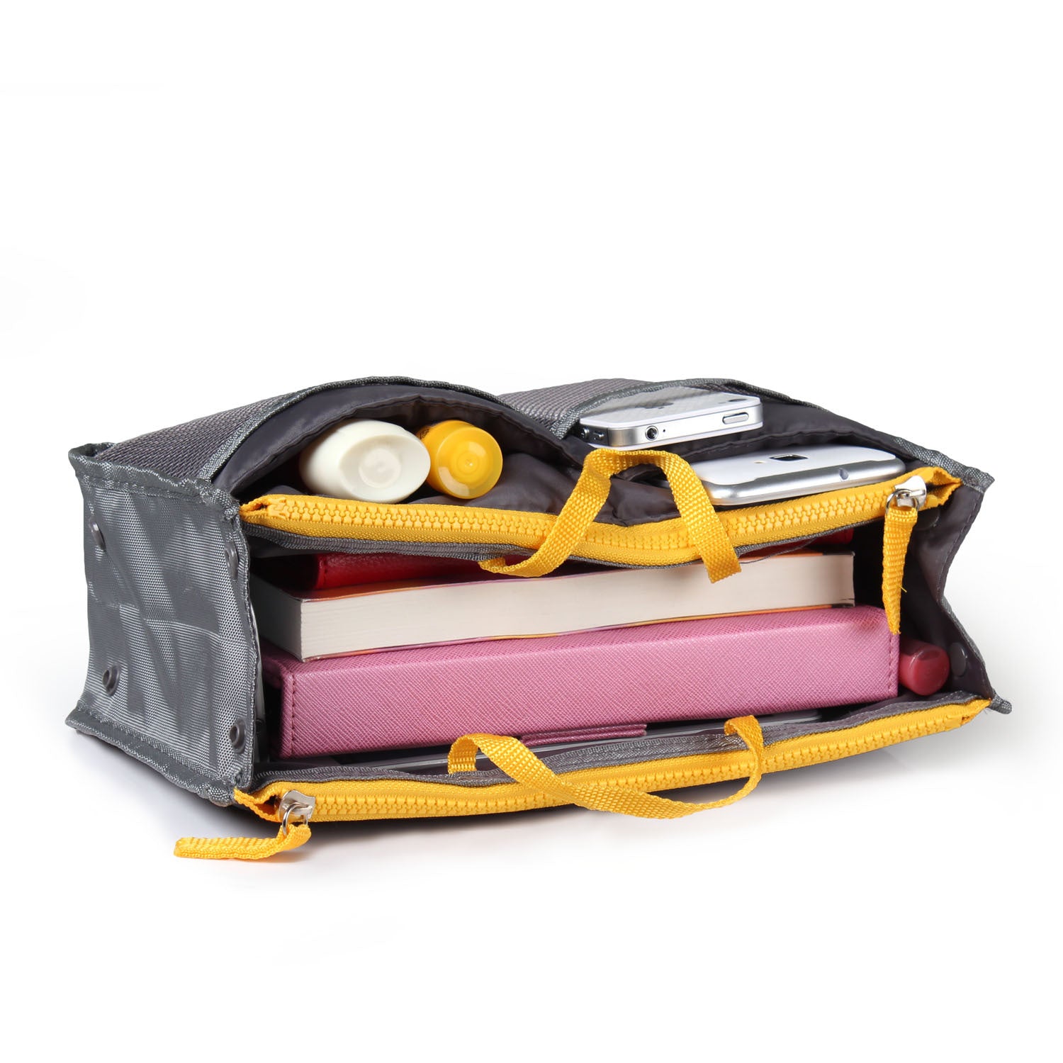 Women’s Travel Insert Handbag Organizer 👜 Multi-Pocket Makeup & Toiletry Purse Liner with Hand Strap