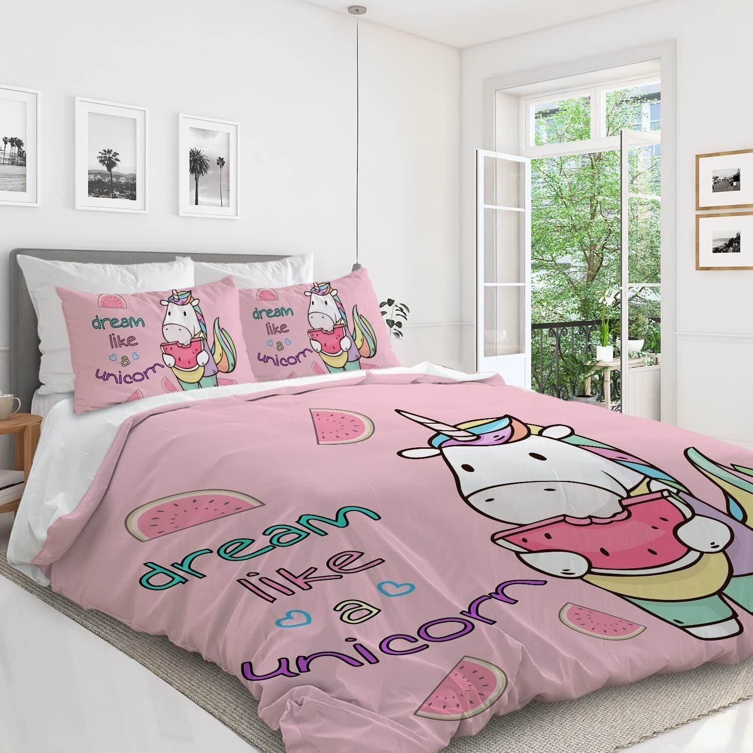 3-Piece Watermelon Duvet Cover Set – Queen Size, Ultra-Soft Microfiber with Hidden Zipper and Matching Pillow Shams (Duvet 90"×90", Shams 20"×36")