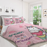 3-Piece Watermelon Duvet Cover Set – Queen Size, Ultra-Soft Microfiber with Hidden Zipper and Matching Pillow Shams (Duvet 90"×90", Shams 20"×36")