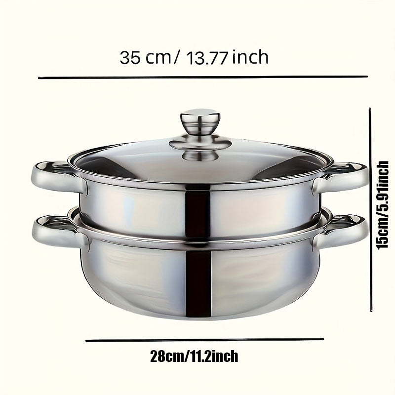 High-Quality Double-Layer Stainless Steel Steamer Set – Thickened Design for Induction & Gas Stoves