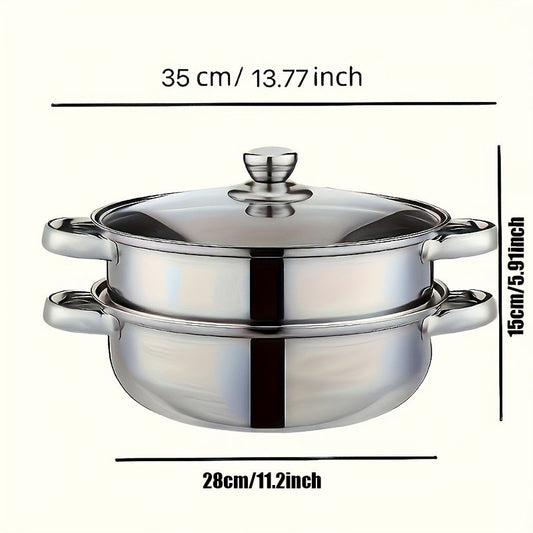 High-Quality Double-Layer Stainless Steel Steamer Set – Thickened Design for Induction & Gas Stoves