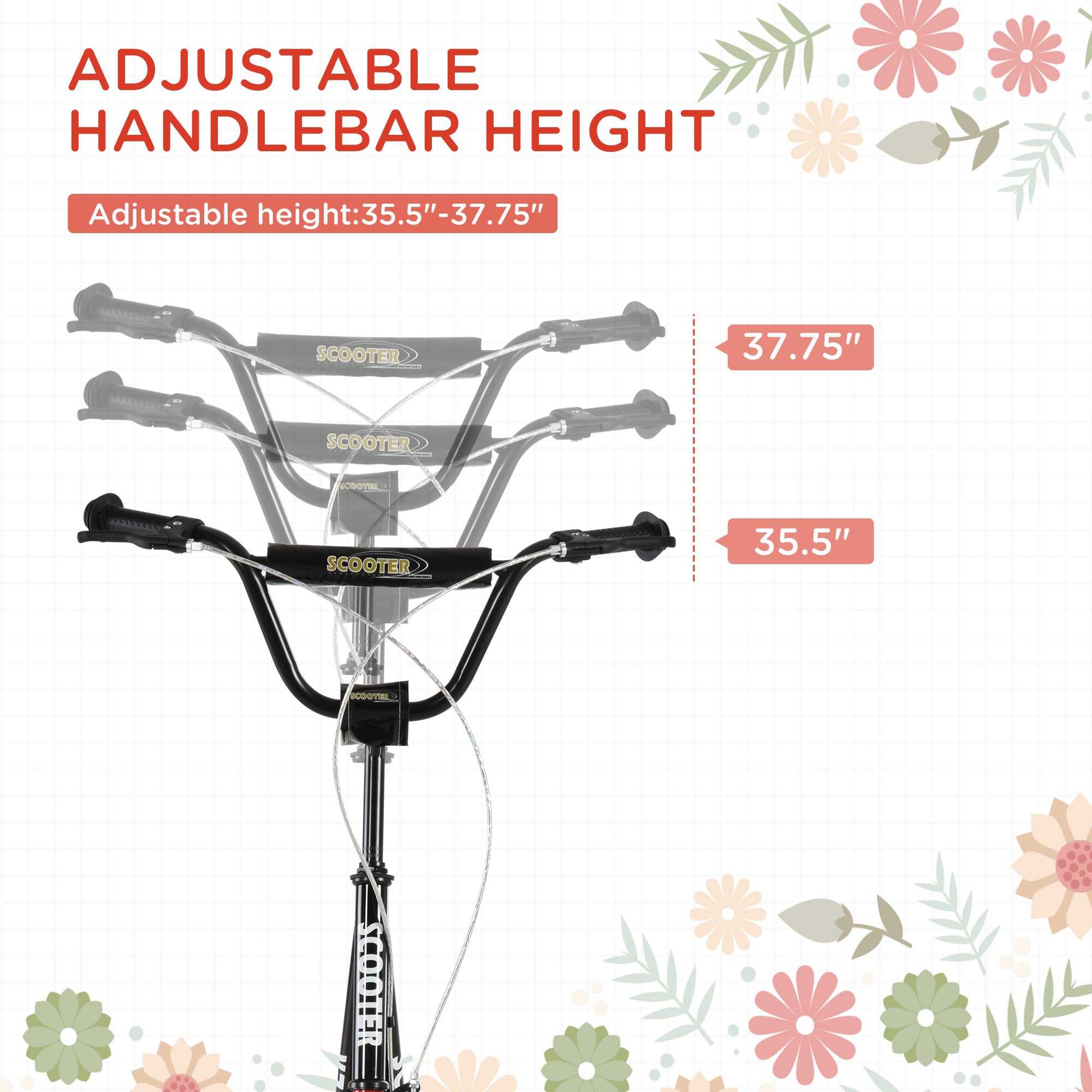 Kids Kick Scooter with Dual Brakes - Adjustable Handlebar Scooter with 12" Inflatable Wheels for Ages 5-10