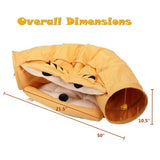 Cat Telescopic Tunnel Cushioned Bed – Foldable Play Tunnel with Zipper-Connected Nest & Teasing Balls