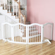 27.6″ Tall 4-Panel Freestanding Wooden Pet Gate – Foldable Safety Fence with Support Feet