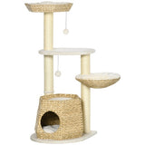 PawHut 47" Cat Tree – Kitty Activity Center with Fluff Bed, Condo, Sisal Scratching Post & Hanging Ball, Natural