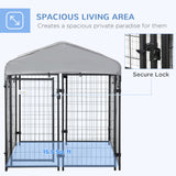 Heavy-Duty Dog Playpen with Lockable Door & Waterproof Canopy – Black, 10-Panel 83"×48"×46.75"