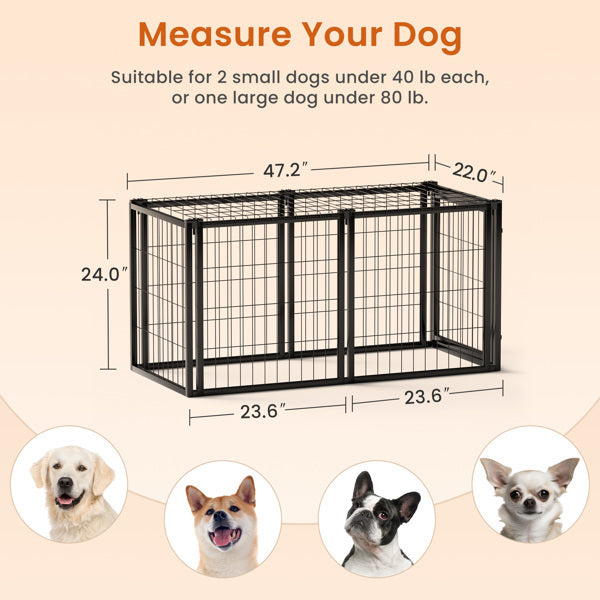 47.2″ Heavy-Duty Dog Cage – Indoor Metal Kennel with Top Cover for Small & Medium Dogs