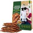 Dog Smoked Rawhide Sticks Wrapped with Chicken – Grain-Free Organic Human-Grade Chew Treats (Bulk Pack)