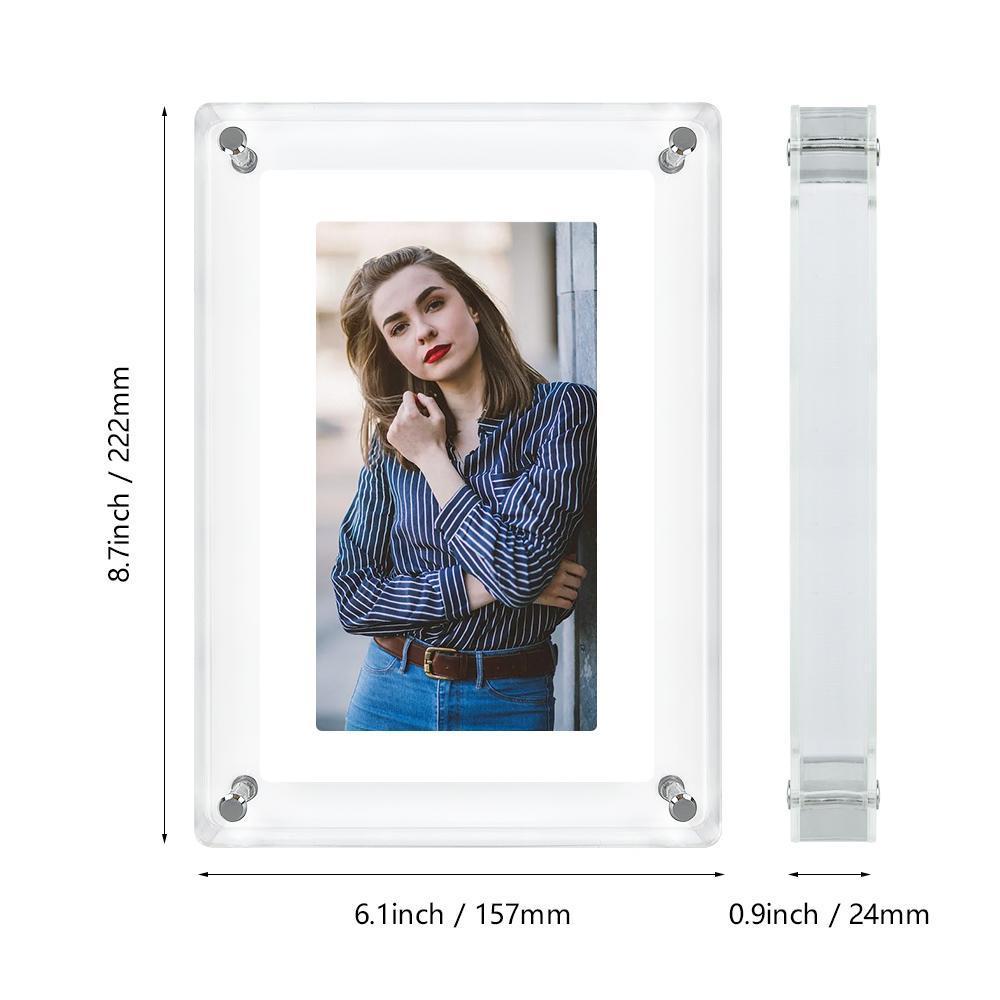 7-Inch Acrylic Auto-Rotating Digital Photo Frame – Built-In Memory, Rechargeable Battery, High-Resolution Display, Desktop Decoration