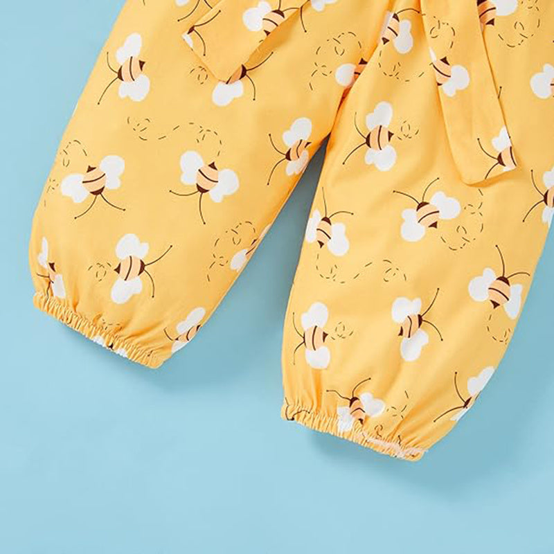 Infant Baby Girl Sweet Bee Outfits – Letter Print Romper, Honey Bee Pants & Bowknot Headband Set