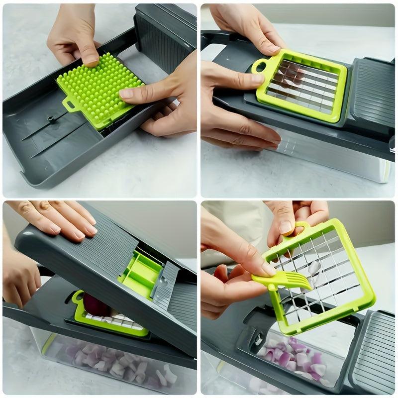 16-in-1 Vegetable Chopper Set – Multi-Blade Slicer with Container & Peeler - PulinGO