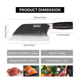 Qulajoy 7.3‑Inch High‑Carbon Stainless Steel Meat Cleaver – Professional Butcher Chopper with Secure Hardwood Handle