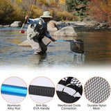 Foldable Fishing Landing Net - Collapsible Aluminum Pole with Fish-Safe Coated Nylon Mesh