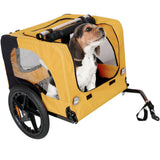 Yellow Heavy-Duty Foldable Pet Stroller & Bike Trailer – Weatherproof with Quick-Release Wheels & Ventilated Canopy