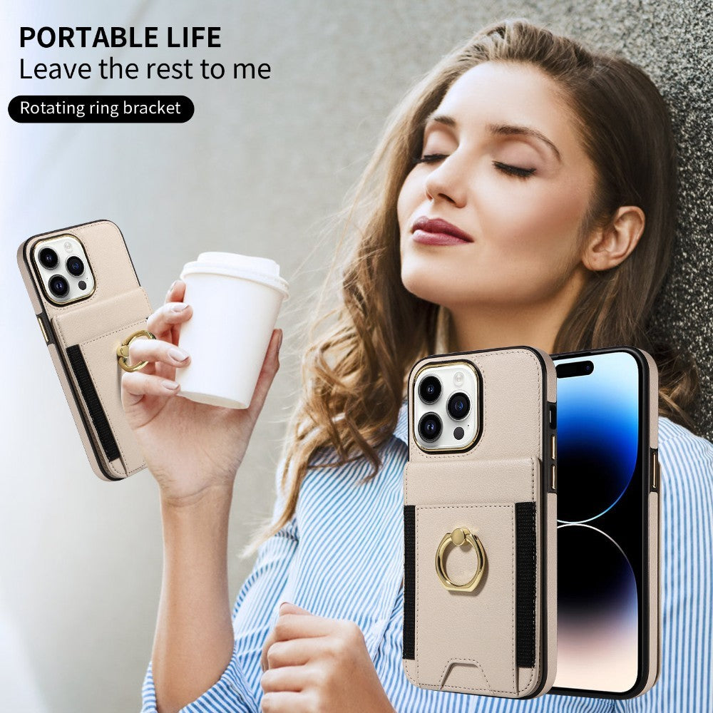 3-in-1 Ring Holder Phone Case with Camera Protection - Magnetic Kickstand Case for iPhone