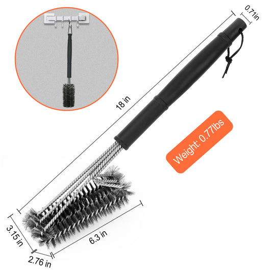 BBQ Grill Cleaning Brush – 18" Stainless Steel Bristles with Durable Scraper & Non-Slip Handle