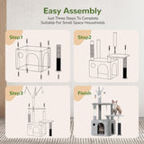 44-Inch Cat Climbing Frame – Light Gray Multi-Level Tower