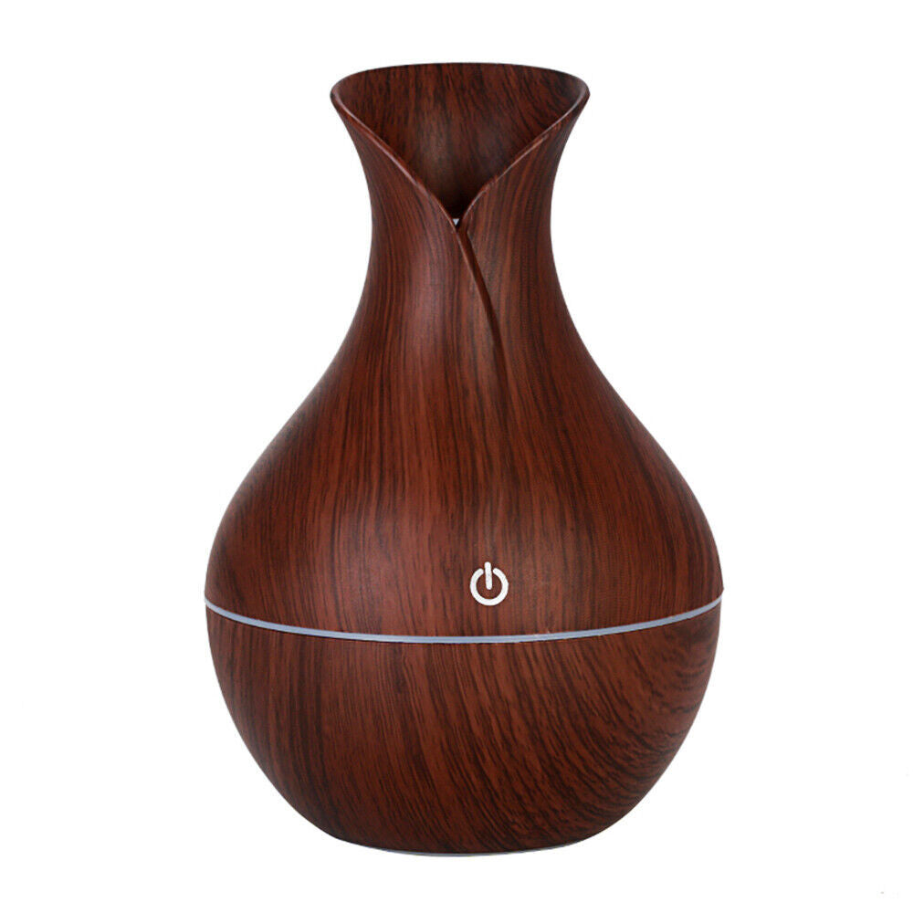 LED Ultrasonic Aroma Humidifier Essential Oil Diffuser – Vase-Shaped Smoke Fountain, Aromatherapy Air Purifier with LED Mood Light