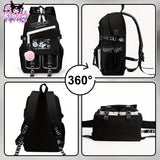 SANRIO Kuromi Anime Backpack with Pendant Charm – High-Quality Nylon Laptop Bag (Fits 15″) for School, Travel & Hiking 🎒