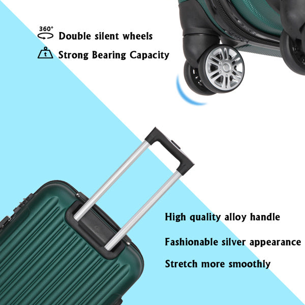 Vertical Pattern 3-in-1 Hard Shell Suitcase Set with Aluminum Alloy Handle & Spinner Wheels