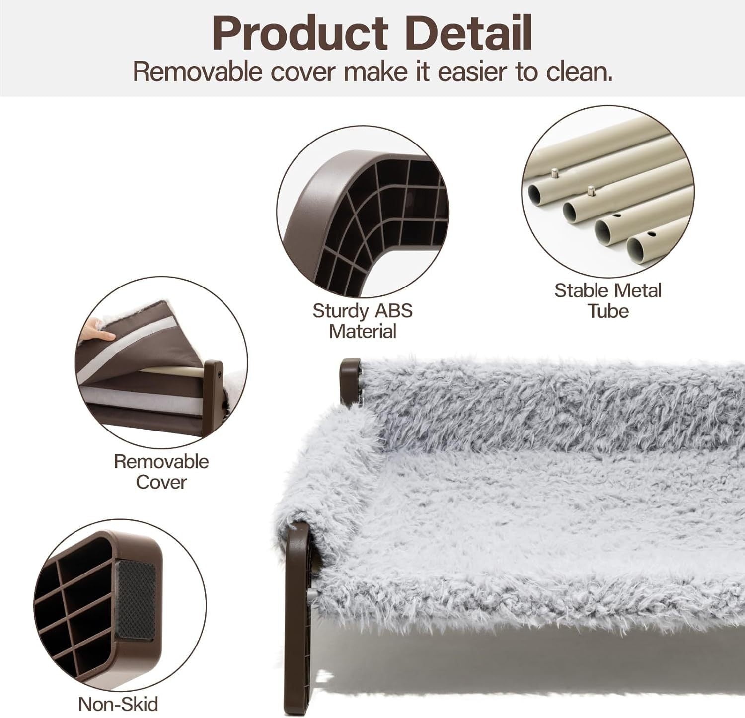 Mewoofun Elevated Pet Bed – Raised Cat & Small Dog Couch with Washable Cover, Non-Slip Base & 44 lbs Support