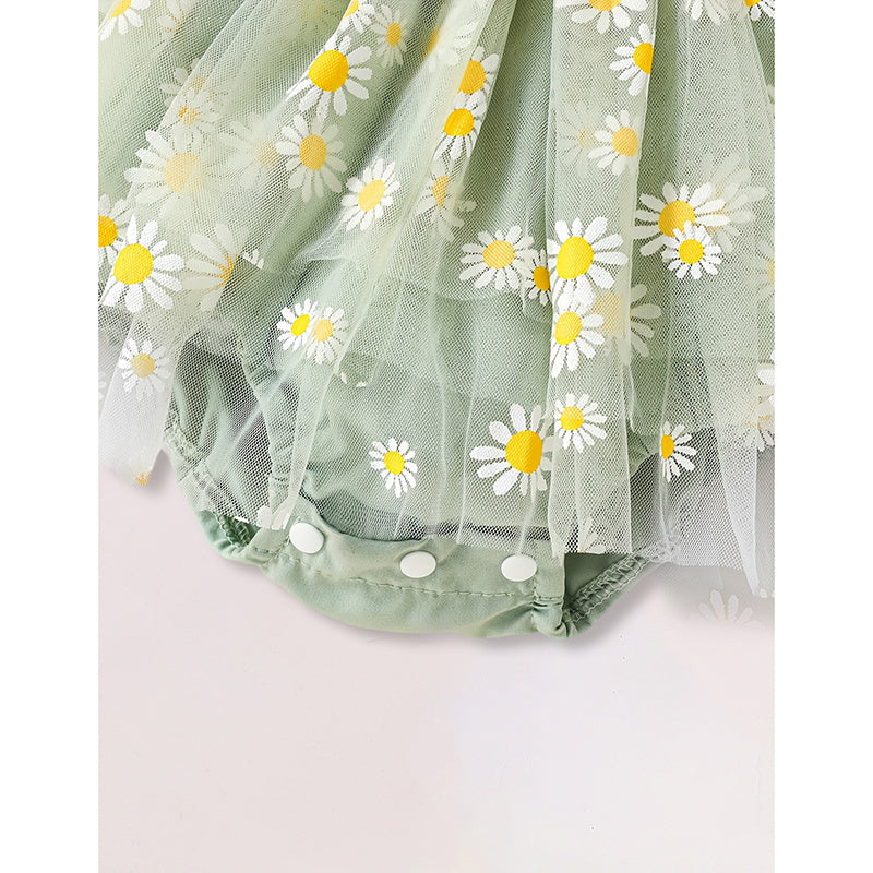 Newborn & Infant Baby Girl Summer Outfit 🌸 Floral Romper Dress with Bow Headband