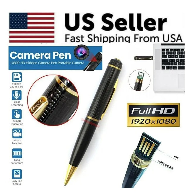 1080P HD Hidden Pen Camera - Discreet Video Recorder for Meetings & Security