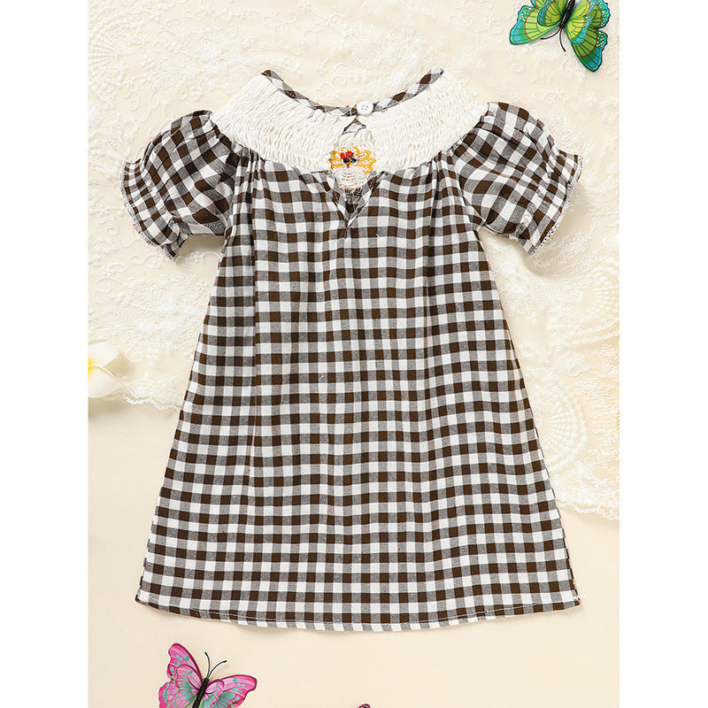 Infant Baby Girls Thanksgiving Dress 🦃 Plaid Party Outfit with Turkey Print