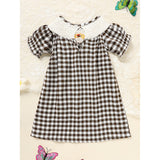 Infant Baby Girls Thanksgiving Dress 🦃 Plaid Party Outfit with Turkey Print