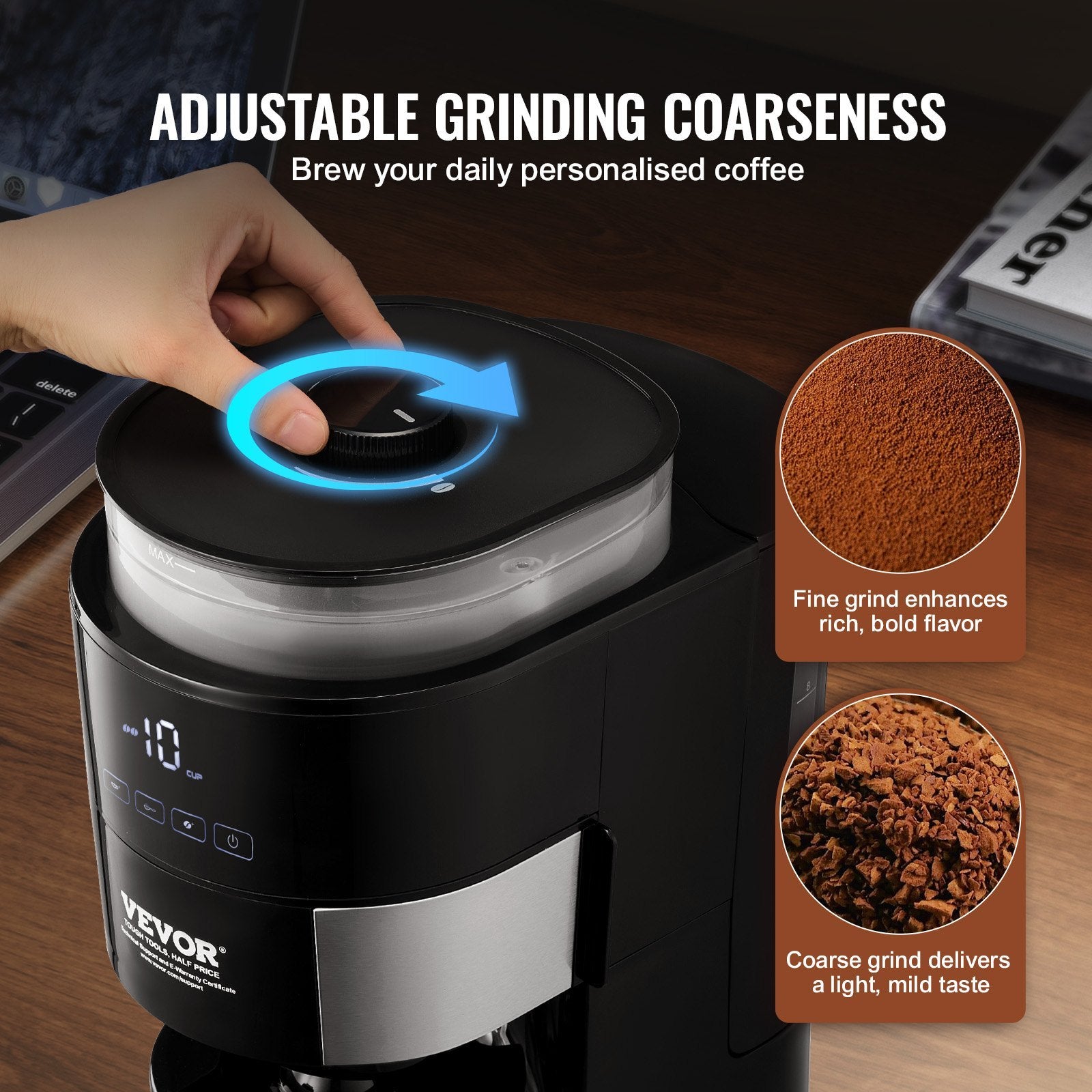 Vevor 10-Cup Drip Coffee Maker ☕ Programmable Coffee Machine with 3 Brew Strength Control – Home & Office
