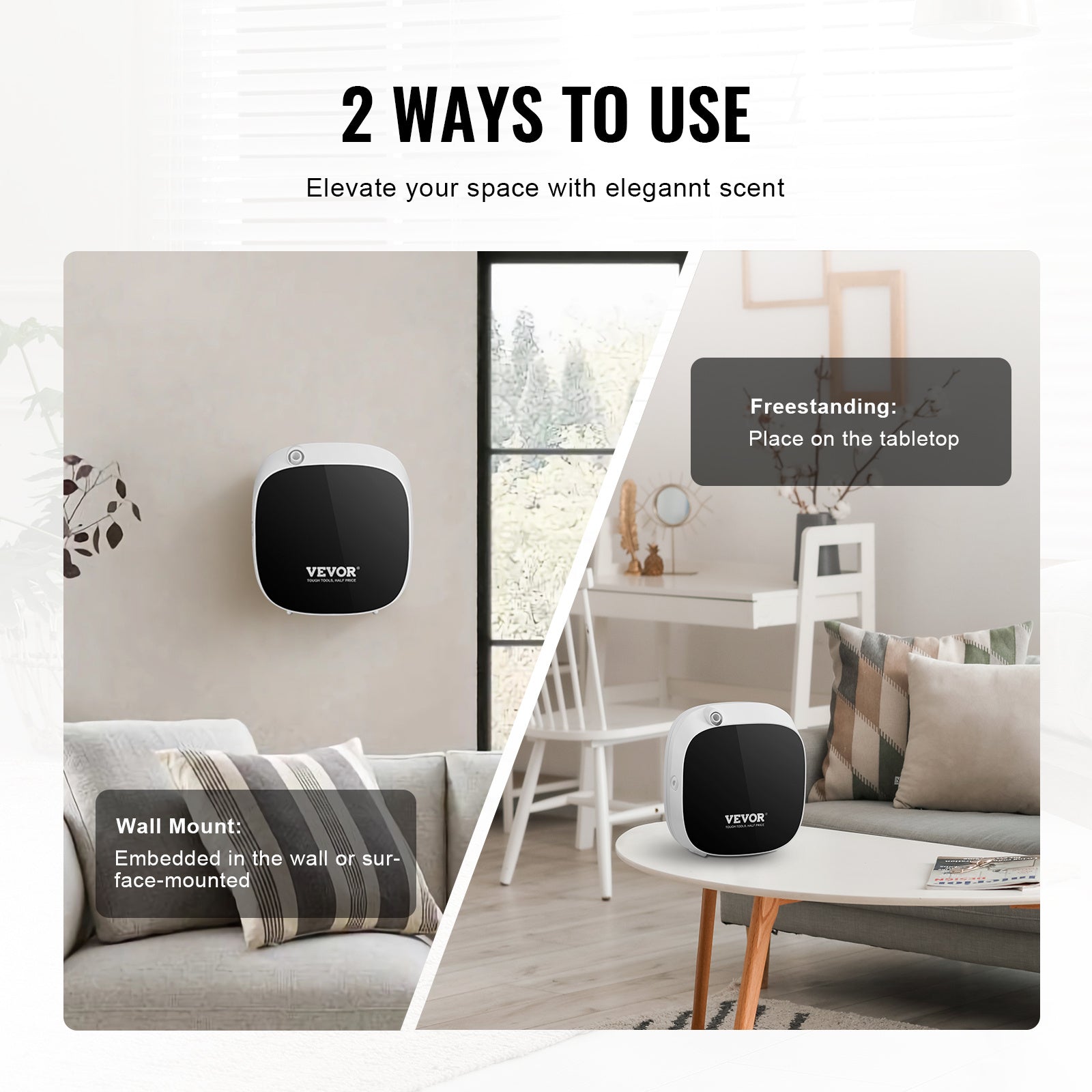 VEVOR Smart Scent Air Machine - Waterless Essential Oil Diffuser for Home & Spa | USB & Battery Powered