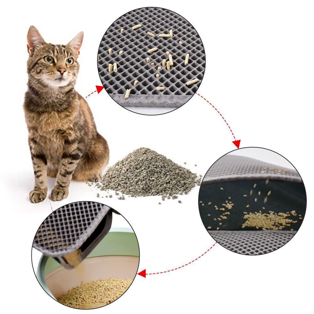 Kitty Cat Litter Mat – Honeycomb Double-Layer Waterproof Non-Slip EVA Cat Litter Pad, Washable Trapping Design for Cats & Puppies