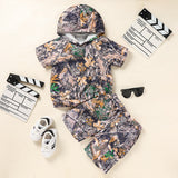 Toddler Baby Boy Camouflage Outfit – Short Sleeve Hoodie & Pocket Shorts 2PCS Summer Set