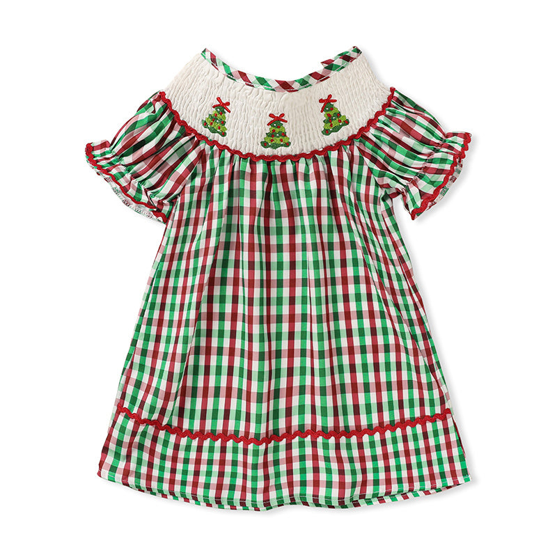 Toddler & Baby Girls Christmas Dress 🎄 Plaid Party Outfit with Embroidered Tree (118 karakter ✅)