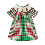 Toddler & Baby Girls Christmas Dress 🎄 Plaid Party Outfit with Embroidered Tree (118 karakter ✅)