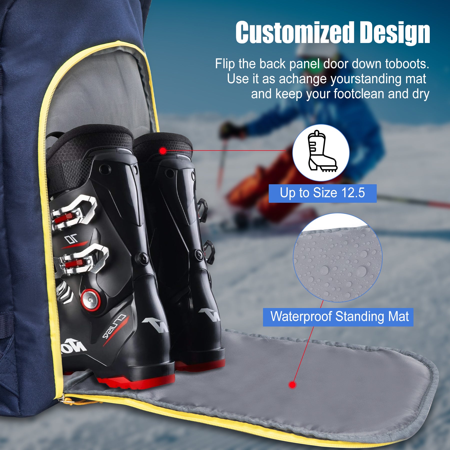 50L Ski & Snowboard Backpack - Waterproof Travel & Hiking Pack for Winter Sports