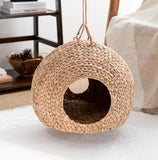 Weaving Rattan Circular Cat Bed – Handcrafted Round Pet Nest with Cushion, Breathable Design & Cozy Comfort
