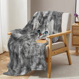 Cat Blanket for Cat Lovers – Cute Black & White Cat Print Fleece Sherpa Throw for Girls & Women, 130 × 150 cm