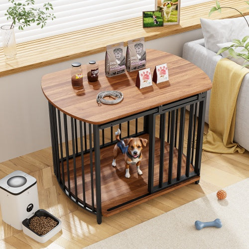 31.5" Wooden Furniture-Style Dog Crate – Double Door Indoor Kennel & End Table