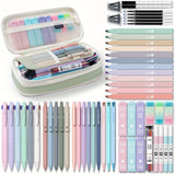 56 PCS Aesthetic School Supplies Set with Large Pencil Case – 6 Ballpoint Pens, 12 Pastel Pencils, 5 Gel Pens & 9 Automatic Pencils 🎒