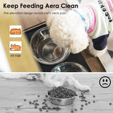 Feeding Station with Locker – Concealed Pet Feeding Station with 2 Overhead Dog Bowls, Side Hooks & Anti-Tipping Kit (Black)