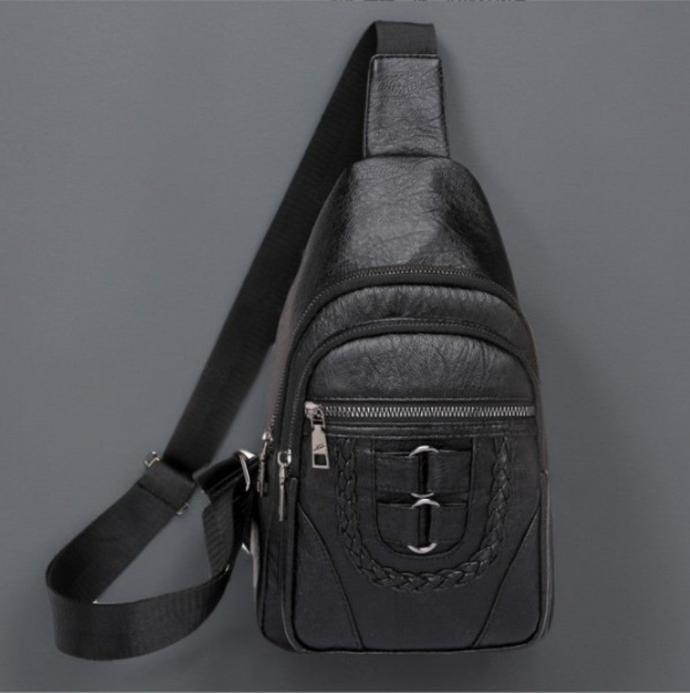 Men’s & Women’s Retro Leather Crossbody Chest Bag 🎒 – Vintage Style Sling Shoulder Bag
