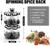 Revolving Spice Rack Organizer – 12 Empty Jars Rotating Countertop Seasoning Tower 🌿🧂
