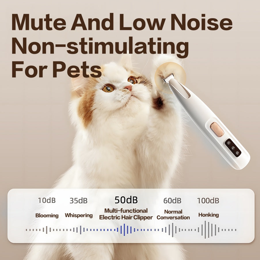 2025 Rechargeable Pet Paw Trimmer – Quiet Cordless Clippers with LED Light, Waterproof & Professional Grooming Kit for Dogs & Cats
