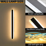 [2pcs Dimmable Wall Light] 1pc/2pcs Dimmable Modern Outdoor Wall Light | 10%-100% Dimmable Outdoor Wall Sconce with Remote Control | 3000k-6000k Black Outdoor Exterior Lights Linear Long Porch Lights - PulinGO