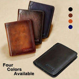 RFID Blocking Trifold Genuine Leather Wallets For Men, Top Layer Cowhide Vintage Short Multi Function Credit Card Holder, Money Clips With 2 ID Windows Valentine'S Day Gifts For Men - PulinGO