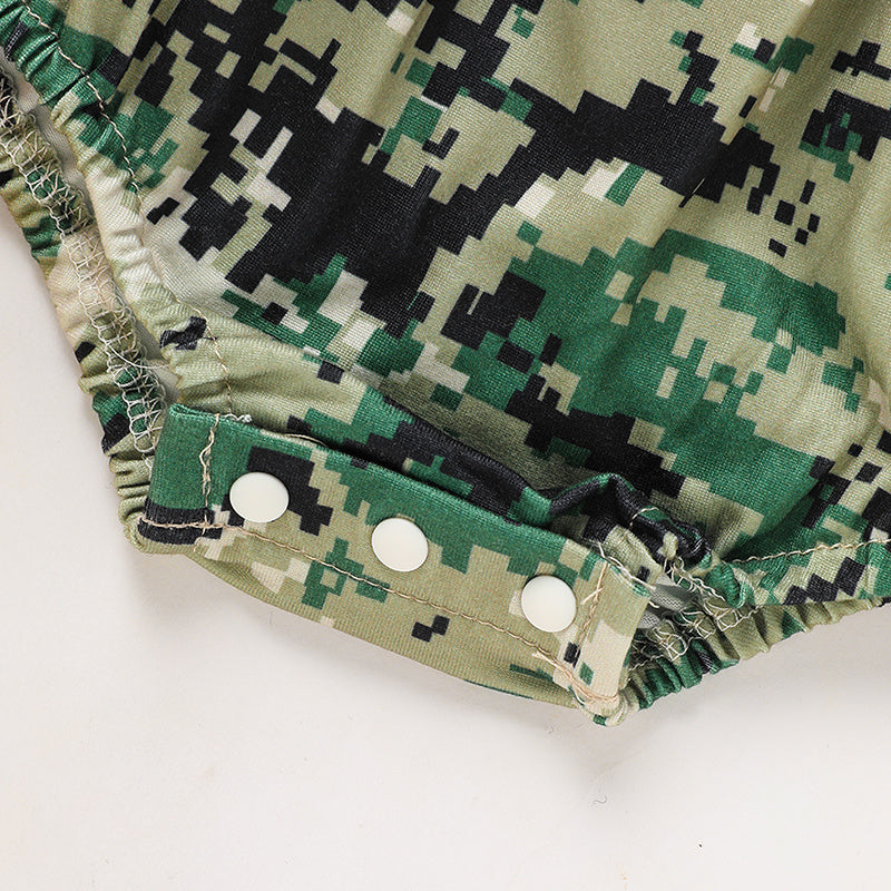 Baby Girls 4th of July Romper – Sleeveless Camouflage Bodysuit, Independence Day Outfit