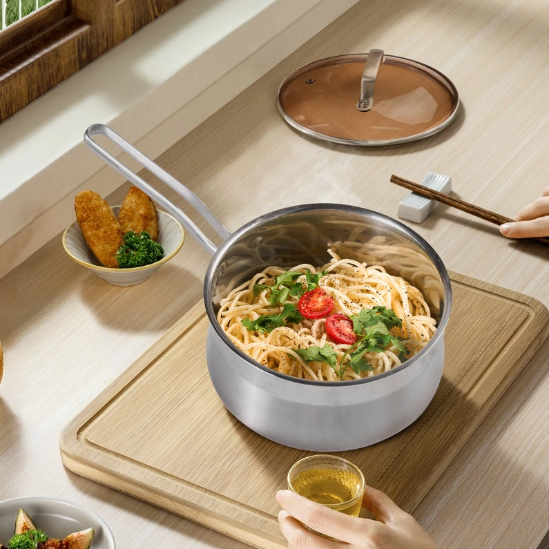 Wangyuanji 2.85 QT Non-Stick Stainless Steel Saucepan – Durable 304 SS Pot for All Cooktops
