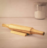 Teak Wood Belan & Stand Set – Handcrafted Rolling Pin with Matching Holder